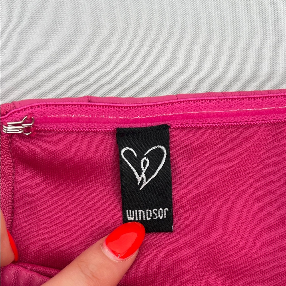 Faux leather hot pink rhinestone mini dress S Barbiecore party club Vegas Bday - Picture 9 of 16